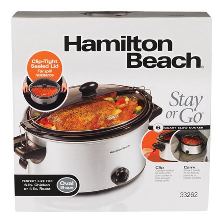 HAMILTON BEACH 6 qt Silver Stainless Steel Slow Cooker 33262